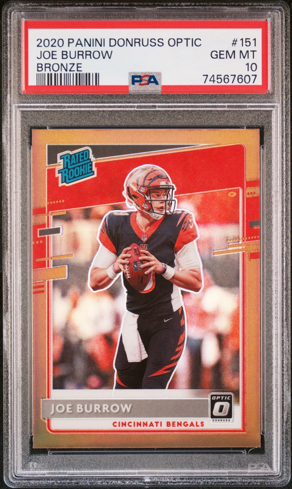 Panini 2020 Donruss Optic Joe Burrow Rated Rookie Bronze #151 PSA 10 view 1