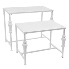 2PCS White Standing Clothing Shoes Display Rack Industrial Retail Display Tables