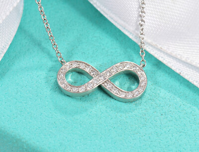 Tiffany Co Diamond Platinum Infinity Necklace Box Pouch