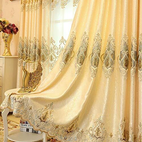 1 Pair European Style Living Room Gold Curtains Room Darkening Luxury - Picture 1 of 4