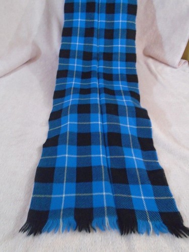 Vintage 100% Zephyr Wood Blue and Black Plaid Scarf - 第 1/4 張圖片