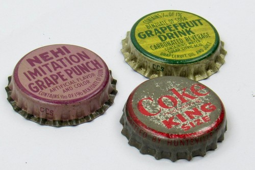 Coke King Nehi Grape Punch Grapefruit Soda Bottle Caps Lot of 3 Cork Crowns - Picture 5 of 14