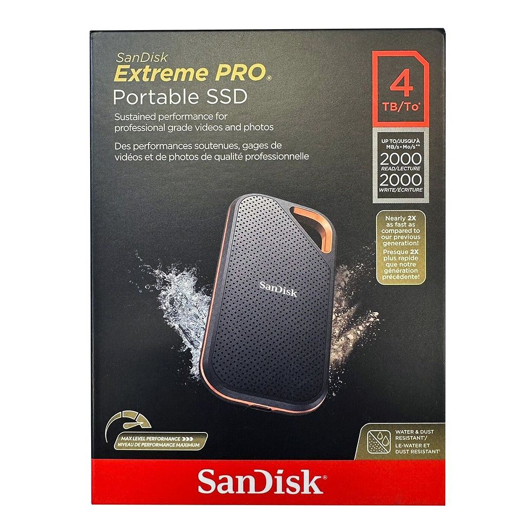 SanDisk 4TB Extreme PRO USB-C Portable SSD V2 (2000 MB/s 