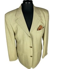 HUGO BOSS Mens Blazer Jacket Light Beige Gold 3 Button Wool Size 42 US
