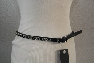 Ceinture ICHI Noire - Taille M - Faux Cuir Avec Chaîne - Neuf Avec étiquettes