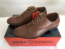 NIB Deer Stags Alver Brown Dress Shoes Boy's size 3.5 M