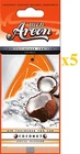5 x Mon Areon Coconut Car Air Fresheners Quality Perfume Office Taxi Scent
