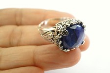 Black Spinel Solitaire Sterling Silver Ring 6, 7.25, 8, 9.25