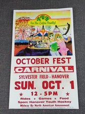 October Fest Carnival Cardboard Poster Sylvester Field Hanover MA North American