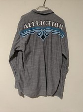 Y2K Affliction Chrome Buttons Long Sleeve Button Down Shirt Size 2XL S18