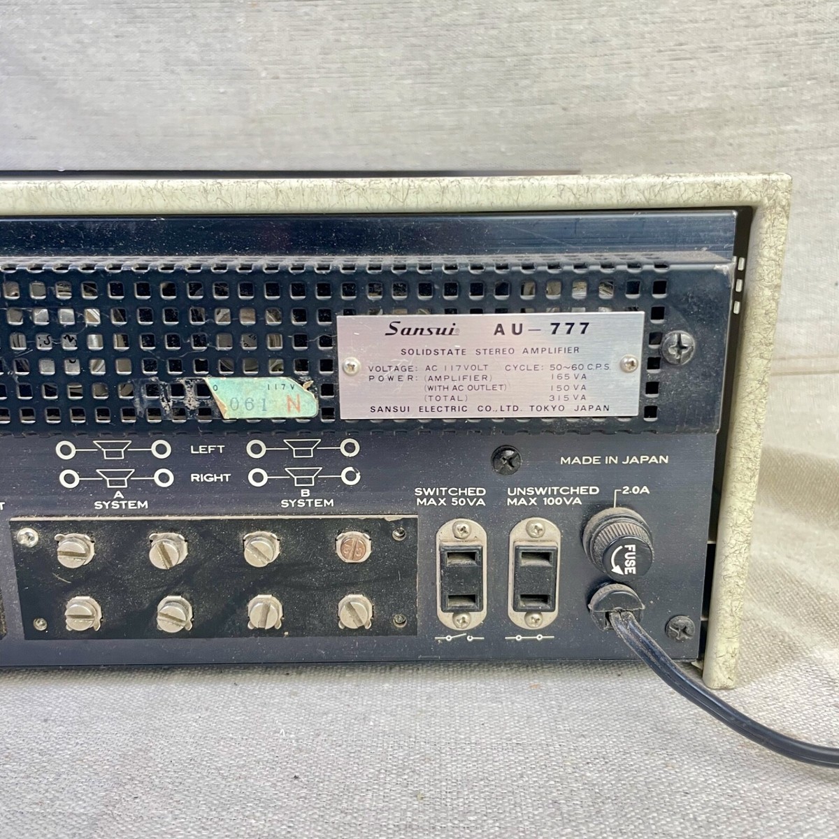 Sansui AU-777 サンスイステリオアンプ 100V SANSUI AU-777 Stereo Integrated Amplifier Maintained Free