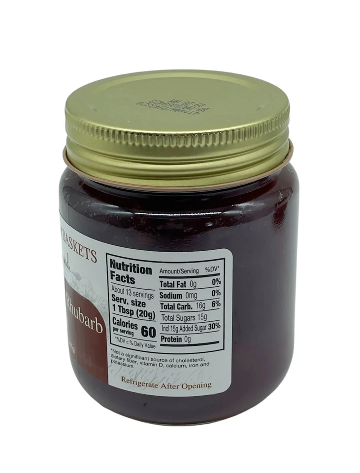 Amish Baskets Mermelada de Fresa Ruibarbo Sin OGM Vegana Todo Natural - 9 OZ - 2 Tarros Foto 4 de 4