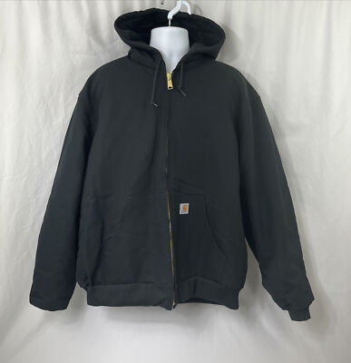 Carhartt Hooded J140-BLK Size 2XL Tall Quilted Flannel Lined Carhartt Hooded J140-BLK Size 2XL Tall Quilted Flannel Lined