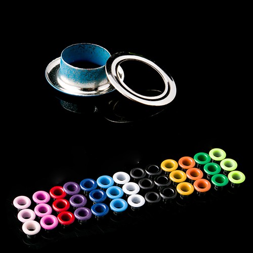 Coloured Eyelet With Washer Leather Bag Shoes Craft Repair Metal Grommet 8/10mm - Picture 8 of 32