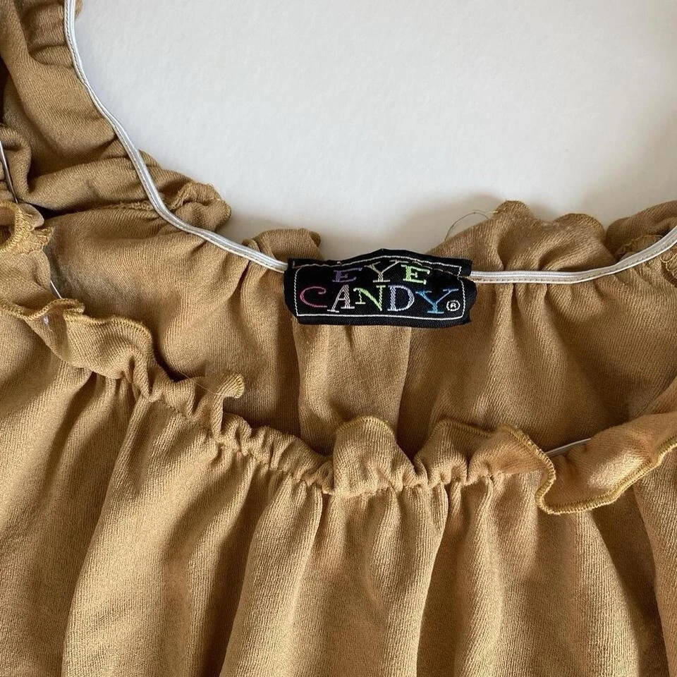 Blusa vintage bronzeada com babado para olhos doces - Imagem 3 de 3