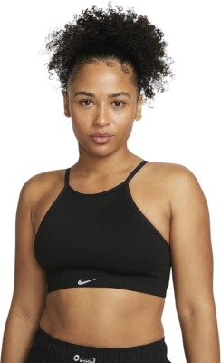 Nike Black Indy Seamless Ribbed Light Support Non Padded Sports Bra Size Small