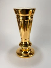 Vtg Haeger Pottery Vase Ceramic 22 Carat Gold Glaze USA MCM 3968