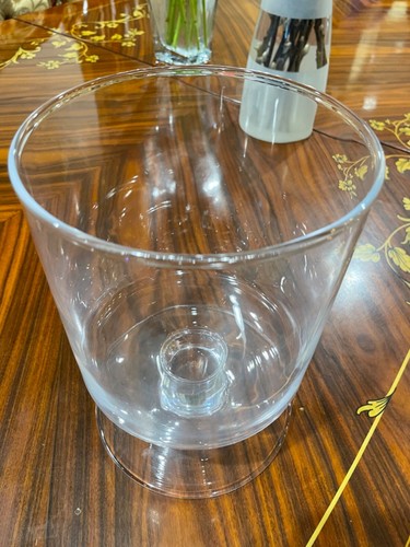 Clear Cylinder Shaped Glass Trifle Footed Fruit 9 inches Tall Bowl - Picture 3 of 4