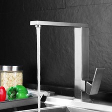Swivel Spout Square Kitchen Sink Faucet Stainless Steel Brushed Nickle Mixer Tap