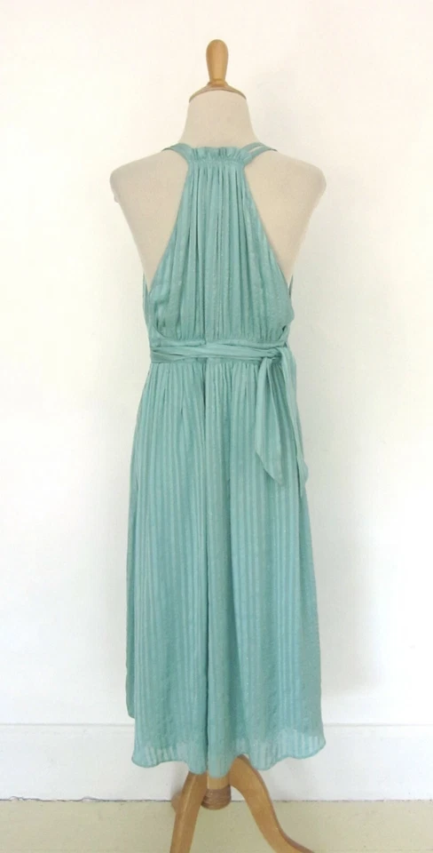 Vestido Calypso St Barth Azul Turquesa Seda Envolvente S Halter Forrado Seda Texturizado Foto 3 de 4