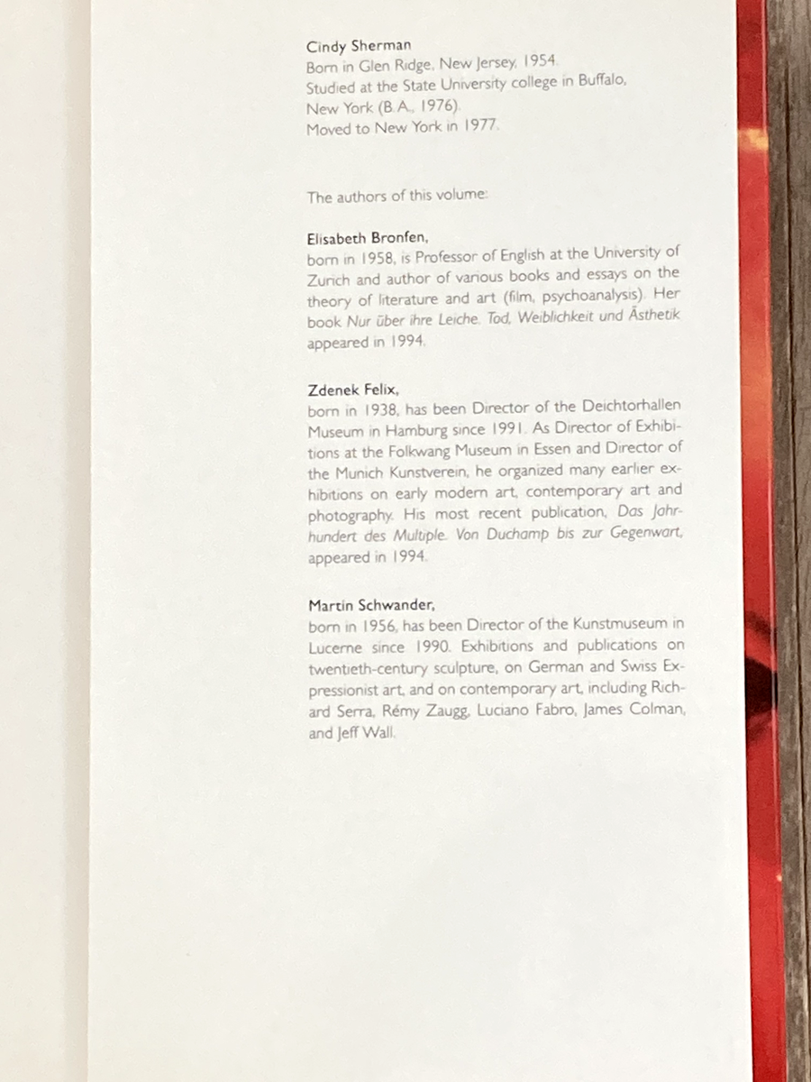 Cindy Sherman: Selected Works: 1975-1995 (Schirmer art books