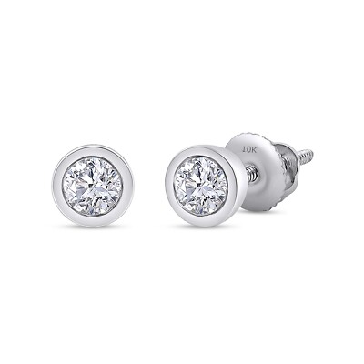1/5Ct Lab Grown Diamond Solitaire Stud Earrings in 10K Solid White Gold