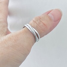 Sterling Silver Three Connected 2mm Bands, Silver Rings, Triple Wedding Band