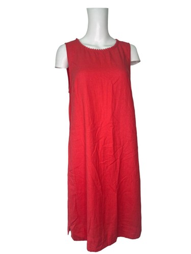 M&S Collection Dress Size Medium 12 LINEN Flame Red Womens EU40