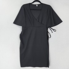 ASOS Dress Womens 8 Black Faux Wrap V Neck Classic Casual Knee Length Cocktail