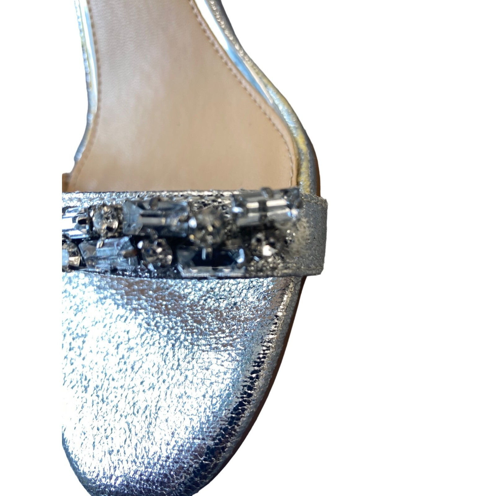 Jewel Badgley Mischka Womens Campbell Embellished Heel Sandal Silver Size 8 NWD image 5