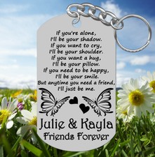 Sweet BEST FRIENDS Keychain Gift, Personalized FREE with NAMES, Long Quote