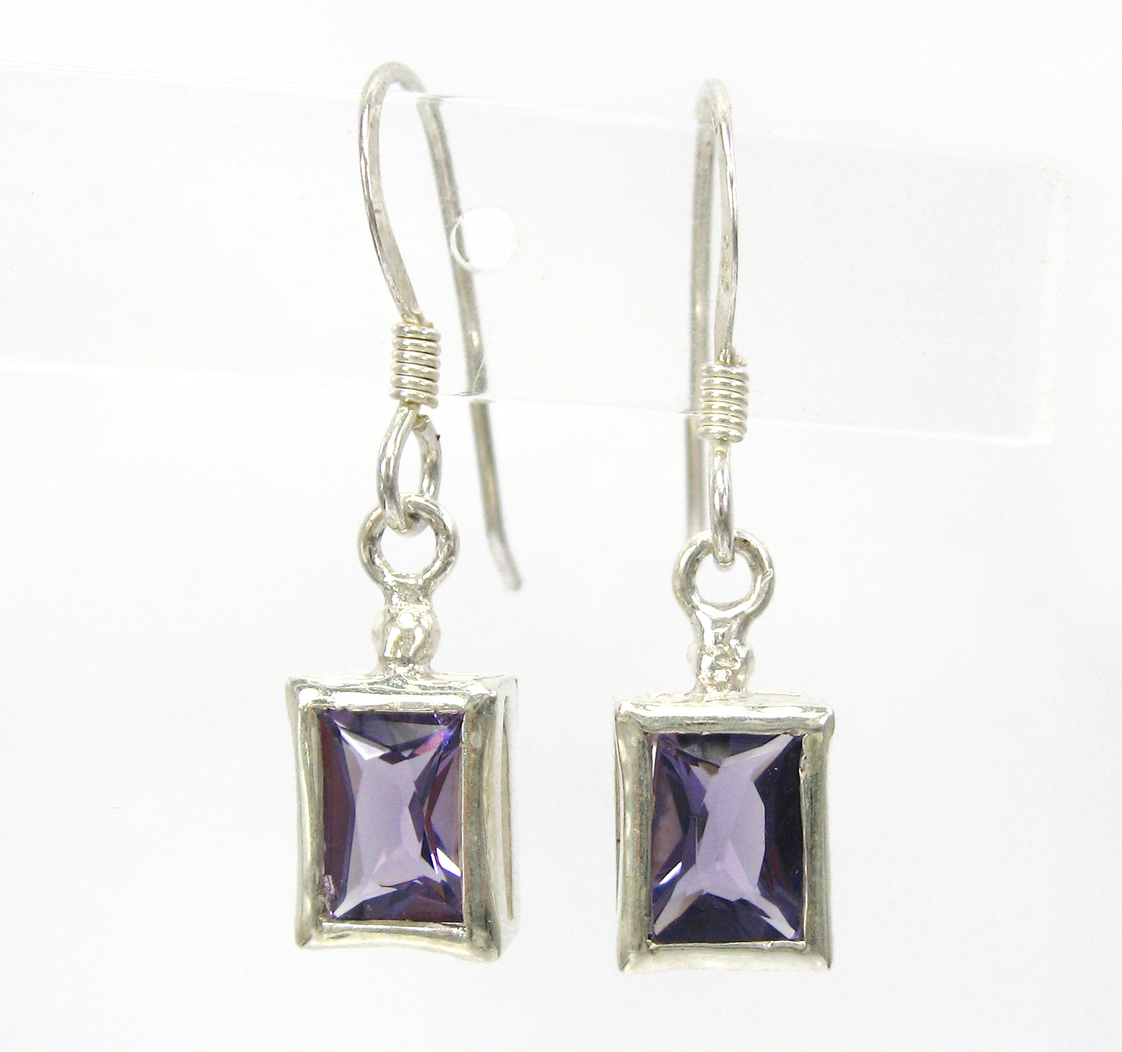 Rectangle Solitaire Purple Crystal 925 Sterling S… - image 1