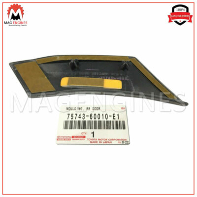 75743-60010-E1 GENUINE OEM MOULDING, REAR DOOR, OUTSIDE UPPER REAR