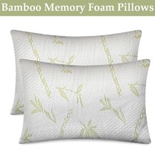 Image of Medium Firm Memory Foam Comfy Bamboo Pillows Anti-pressure Gentle Support Comfy