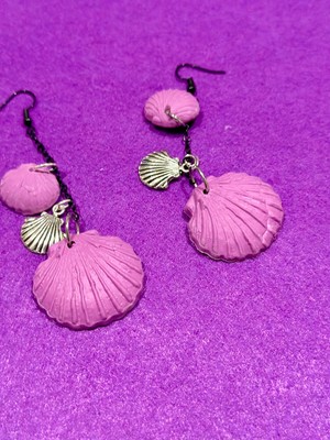 Unique, handcrafted, polymer clay Sea Shell earrings