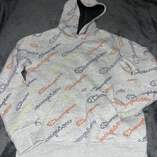 Champion Hoodie Colorful Logo All Over Print Boys Large EUC