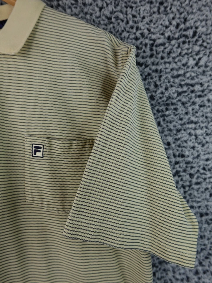 Camisa polo vintage Fila para hombre grande amarilla años 90 logotipo hechizado cuello años 90 Foto 3 de 4