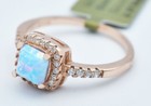 GENUINE 0.42 Cts BLUE OPAL & WHITE SAPPHIRE RING 14k ROSE GOLD PLATED (.925) — photo 2