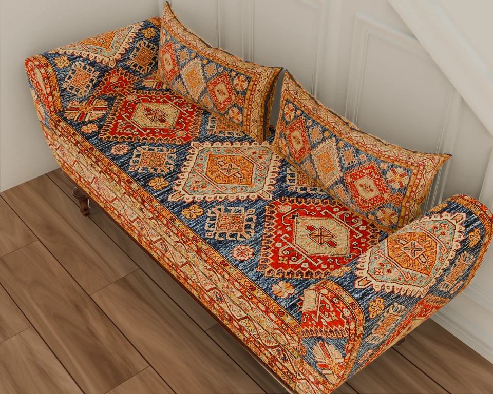 Kilim Traditional Armed Storage Bench Loveseat with Storage, Reading Nook - Image 4 of 4