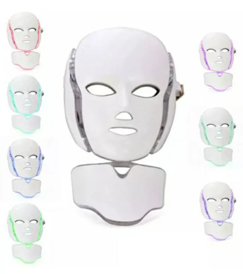 Berber's Treat LED Face Neck Mask Light Therapy, 7 Colors LED Facial Mask w/Box