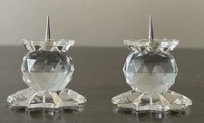 Swarovski Crystal Small Pin Style Candle Holders 1.25” X 1.25” Set Of 2