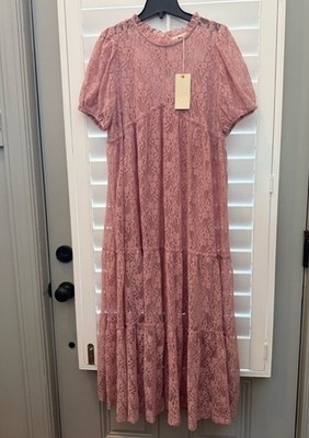 NWT In Loom Pink Lace Midi Dress size large