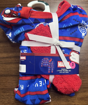 Marvel Spider-Man Toddler Pajama Set with Cozy Socks 2 Piece Size 4T