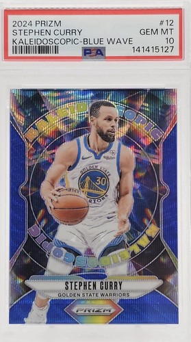 2024 Panini Prizm #12 Stephen Curry Kaleidoscopic Blue Wave Prizm /175 PSA 10 SP