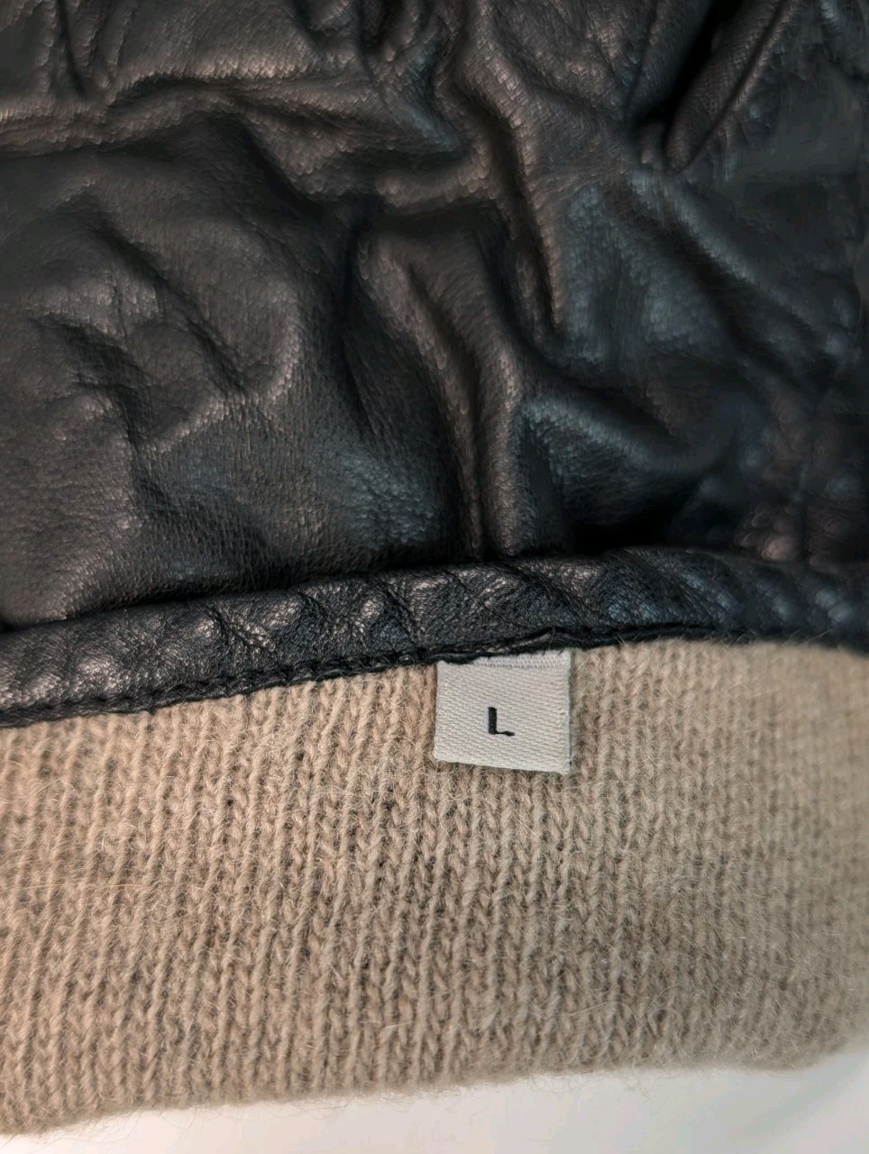 Calvin Klein Mens Black Leather Gloves Size Large Knit Lined Winter Lux Rare EUC thumbnail 7