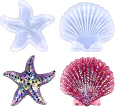 Ocean Theme Resin Molds, 3D Seashell Silicone Moulds Starfish&Seashell 