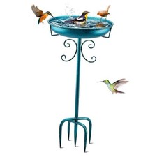 35In Metal Bird Bath for Outside, Vintage Freestanding Birdbaths  Blue