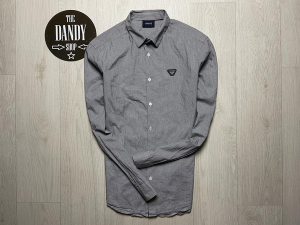 Men Armani Jeans Shirt Black Cotton 38 / M / 46 #8CJX