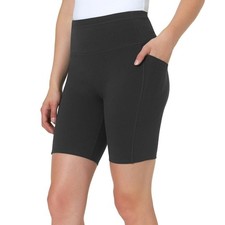 NWOT Mondetta Women's L Black High-Waisted Bike Shorts Pockets C0570