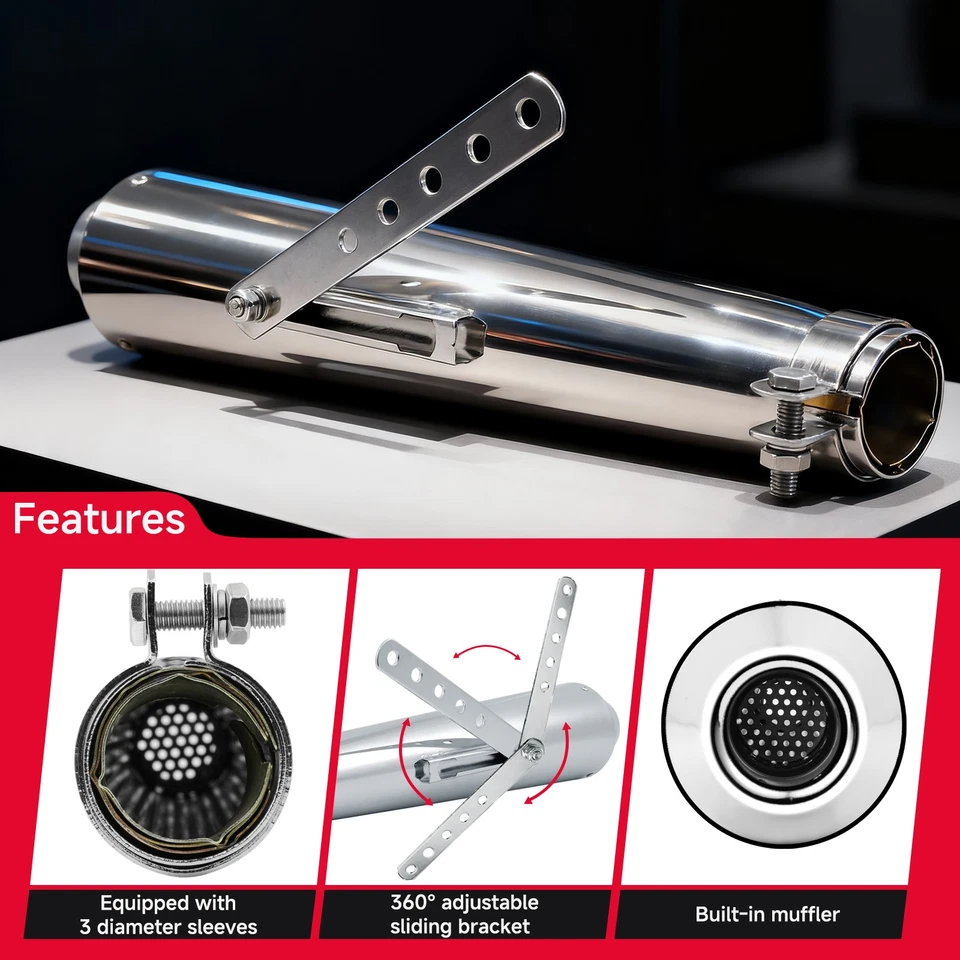 Motorcycle Exhaust Pipe Silencer Muffler Stainless Steel For Suzuki TU250X TU250 - Image 4 of 4